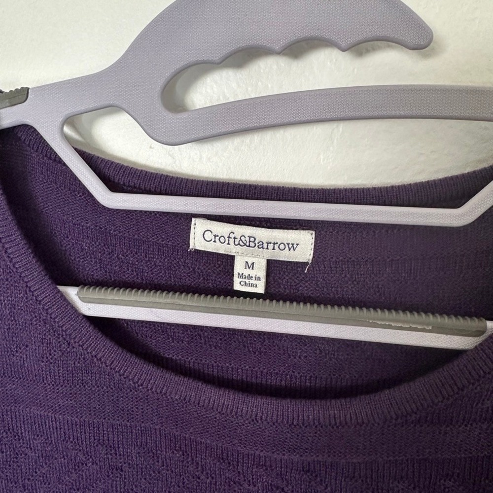 Croft & Barrow Womens Purple Textured Knit Pullover Sweater Crew Neck Size M - Picture 3 of 9